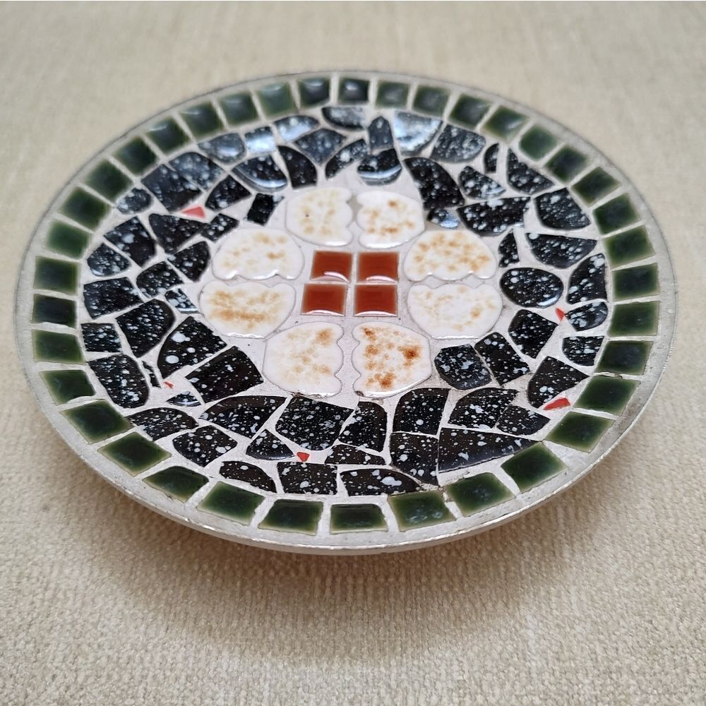 Vintage Mosaic Tile 6" Footed Bowl Handmade by PM Israel